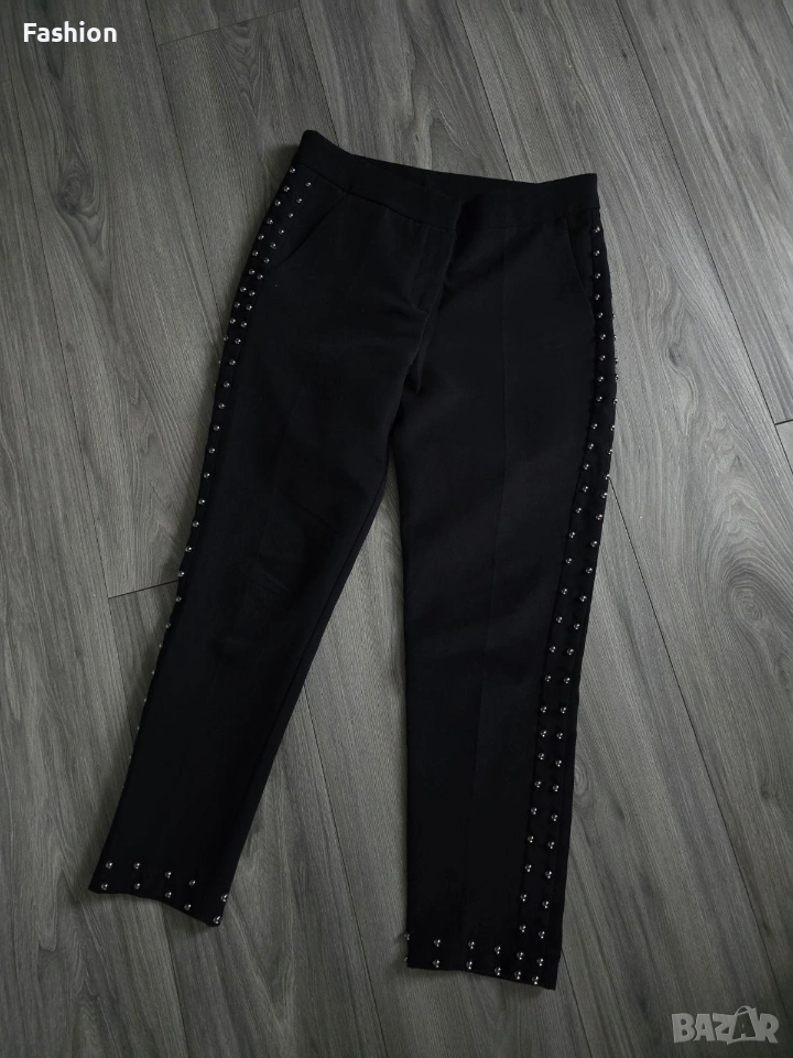 Жесток чер дамски панталон с капси., снимка 1