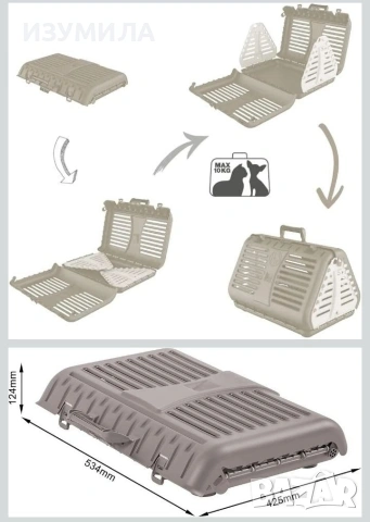Сгъваема транспортна клетка за кучета, котки, зайци и др. до 10 кг, снимка 2 - Други стоки за животни - 53588034