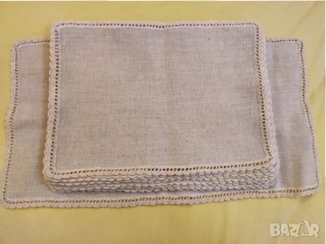 Ленени подложки за хранене с дантела на една кука. 