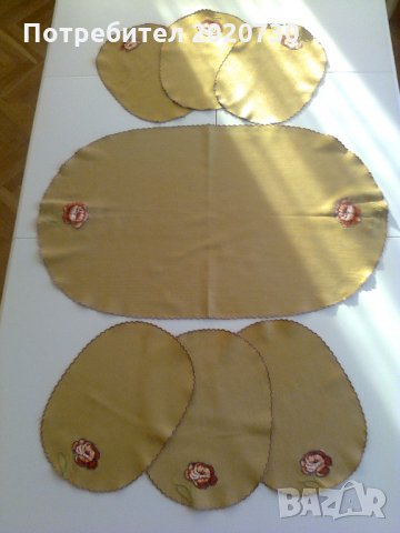 Покривки, Комплект от 1 голям и 6 бр.малки тишлайфери с апликации