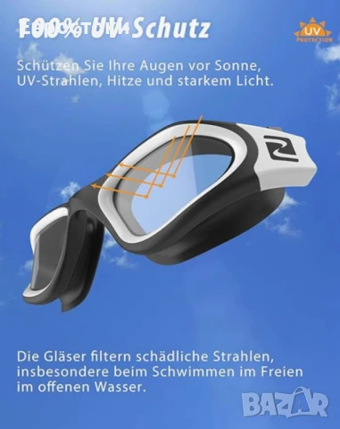 Очила за плуване ZABERT W1, лещи против замъгляване, UV защита, плувни очила за възрастни, снимка 4 - Водни спортове - 50587023