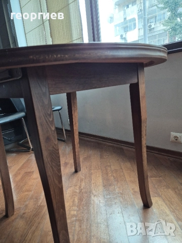 кръгла разтегателна маса масив 90 см, снимка 5 - Маси - 51896974