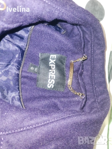 Късо дамско палто Express, двуредно закопчаване -цвят лилав, Хс, снимка 3 - Палта, манта - 53396635