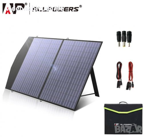 ALLPOWERS™ 18V 100W Водонепромокаем Сгъваем Соларен Панел Монокристални Слънчеви Клетки MC4 Портове, снимка 2 - Къмпинг осветление - 39201878