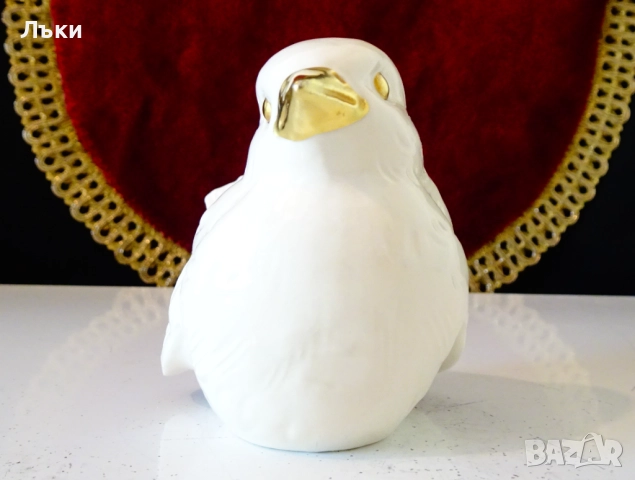 Порцеланова фигура птица Врабче,Goebel,злато. , снимка 4 - Статуетки - 51813021