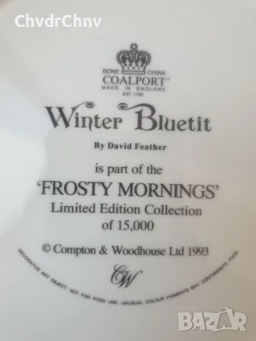 Аглийска колекционерска декоративна порцеланова чиния Coalport/Frosty Mornings 1993, снимка 2 - Декорация за дома - 48043741