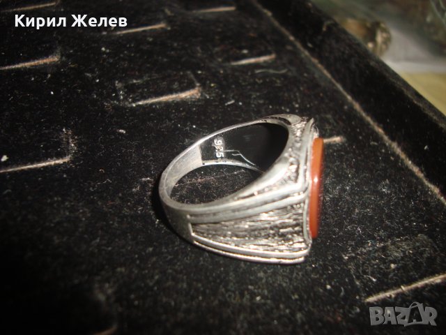 МАЙСТОРСКИ СРЕБЪРЕН МАСИВЕН ПРЪСТЕН с ШЛИФОВАН КАРНЕОЛ ОКСИДИРАНО СРЕБРО 925 ЮВЕЛИРНА ИЗРАБОТА 22380, снимка 14 - Пръстени - 33045520