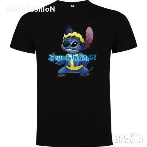 Нова детска тениска с героя Стич (Stitch Toons) в черен цвят