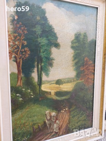 Стара маслена картина(Пейзаж-19 век), снимка 3 - Картини - 37879518