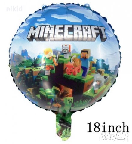 Minecraft Майнкрафт кръгъл фолио фолиев балон хелий или въздух рожден ден, снимка 3 - Други - 22011056
