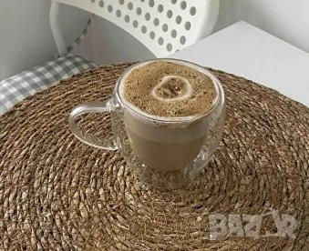 Стъклена чаша за кафе с двойно дъно  
