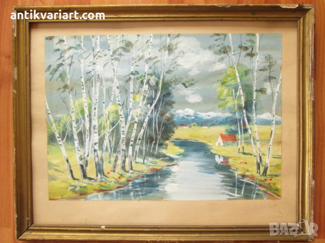 Стара картина -акварел, 50х40см., снимка 1