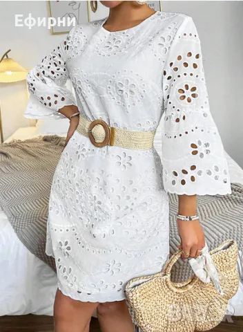 Бяла рокля, Бяла рокля дантела, Рокля дантела, Елегантна бяла рокля,, снимка 1