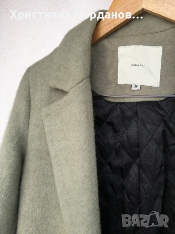 Вълнено палто цвят светла мента със сиви отенъци, М, снимка 7 - Палта, манта - 53089654