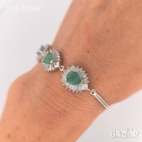 СРЕБЪРНА ГРИВНА С ИЗУМРУД, РУБИН, СИН ИЛИ РОЗОВ ТОПАЗ, снимка 6 - Гривни - 52296200