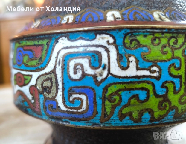 две японски вази Клоасон от 19-ти век, снимка 8 - Антикварни и старинни предмети - 52524839