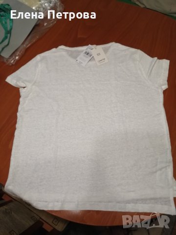 Нова бяла 100% ленена блузка Манго размер М, снимка 4 - Тениски - 37014074