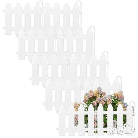 Декоративна ограда за цветя и тревни площи 20x15 cm, комплект 10бр, Бял 351004-BI