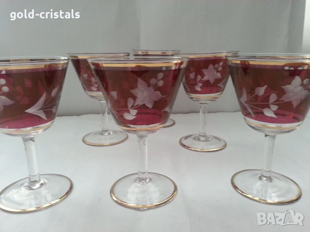 Ретро стъклени чаши гравирани , снимка 5 - Антикварни и старинни предмети - 33682344