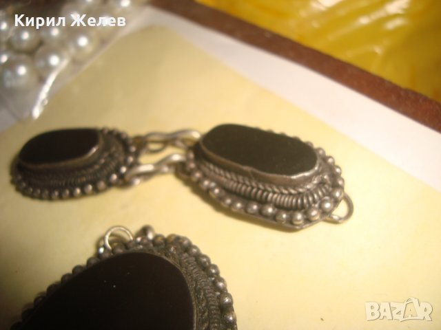 ОСМАНСКИ ГРИВНА и ОБЕЦА ПОСРЕБРЕНИ с ШЛИФОВАН ЧЕРЕН ОНИКС МАЙСТОРСКА СТАРА ИЗРАБОТКА НАКИТИ 23469, снимка 15 - Антикварни и старинни предмети - 33435042