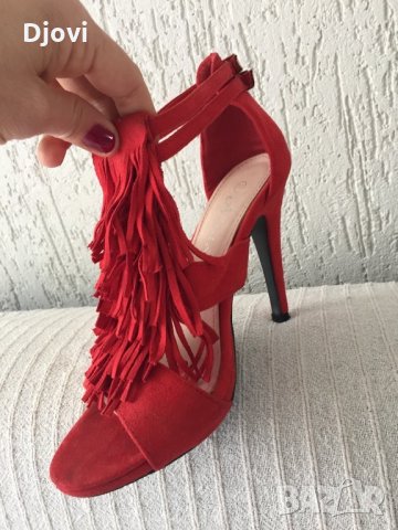 Червени интересни обувки, снимка 4 - Дамски елегантни обувки - 32445010
