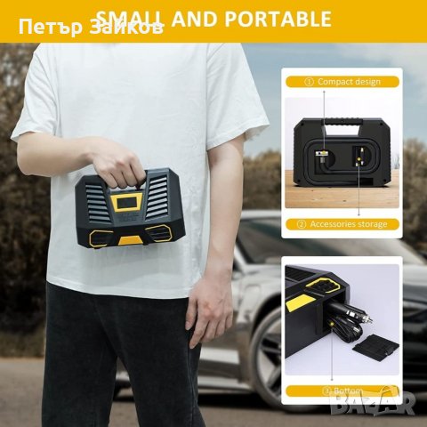 Преносим въздушен компресор Bahradody, снимка 5 - Аксесоари и консумативи - 39854338