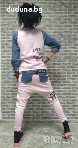 Нов дамски сет, деним и трико в нежно розово!во, снимка 2 - Комплекти - 43990544