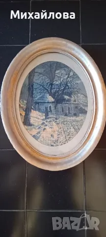 Гоблен "Заснежената капела" от Вилер , снимка 3 - Гоблени - 49354361