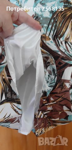 Разкошна Рокля от висококачествен Лен на красив принт на пера и цветя !НОВА с Етикет! !, снимка 3 - Рокли - 40853847