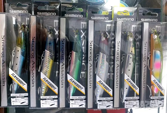 Потъващ воблер Shimano Exsence Strong Assassin Flash Boost 12.5см 27г - Лефер, Лаврак, Паламуд, Бара