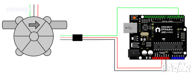Сензор за дебит с датчик на Хол YF-S401, 0,3-6 л / мин, снимка 4 - Друга електроника - 36427841