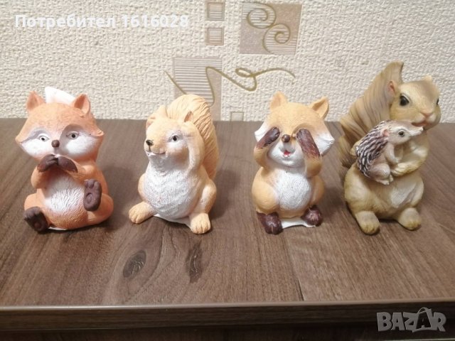Малки фигурки на бухали,лисици и катеричка не чул,не видял,не разбрал за декорация., снимка 2 - Градински мебели, декорация  - 43148023