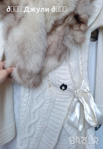 Стилно палто от ангора с естествен косъм, снимка 5 - Палта, манта - 51679711