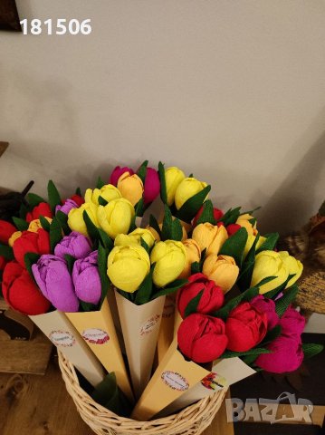 Ръчно изработени лалета , снимка 2 - Изкуствени цветя - 39479053