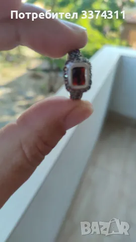 Сребърен пръстен с Натурален Прозрачен Гранат!!!, снимка 2 - Пръстени - 47567279