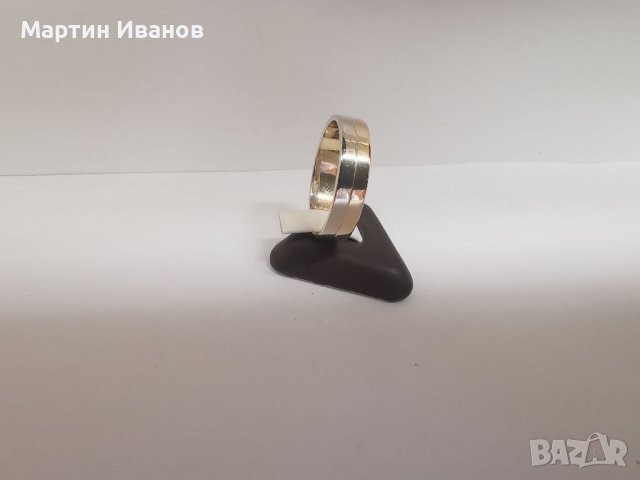 Златна халка единична бяло и жълто злато , снимка 3 - Пръстени - 37216079