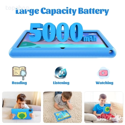 Нов Yicty Детски таблет 10.1" Android 13 с тъчскрийн 1280x800 IPS четириядрен 6GB RAM / 64GB ROM, снимка 4 - Таблети - 51636302