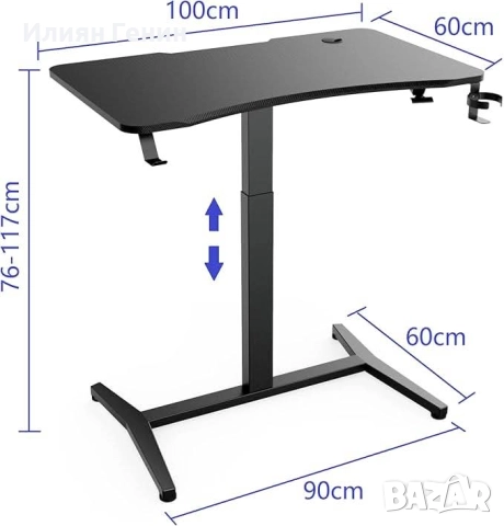 YULUKIA  Маса с регулируема височина Airlift, снимка 3 - Работни маси и бюра - 52192687