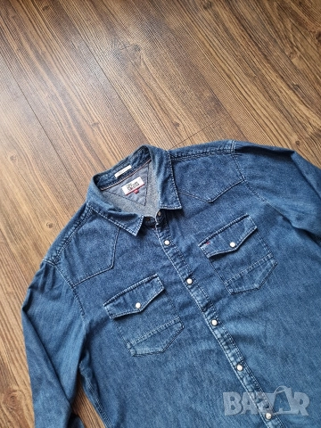 Страхотна мъжка дънкова риза TOMMY HILFIGER, размер XL, снимка 3 - Ризи - 52808958