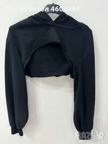 къс суитшърт черен, снимка 2 - Суичъри - 53276670