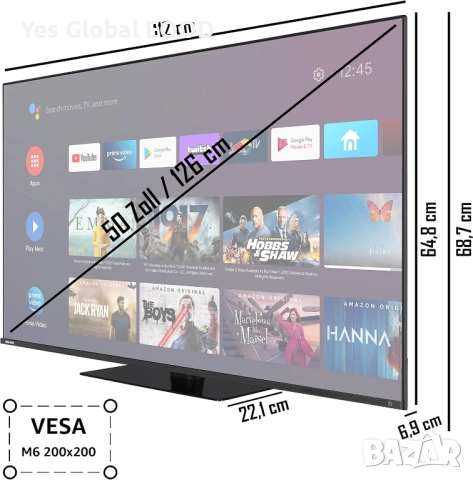 Toshiba 50" QLED 4K Android TV с Dolby Vision и Onkyo звук, снимка 8 - Телевизори - 52423018