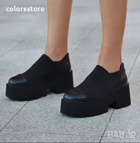 Обувки на платформа - черен неопрен - NPR22, снимка 2 - Дамски ежедневни обувки - 41305413