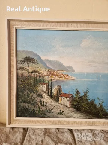 Чудесна антикварна авторска майсторска картина масло върху платно , снимка 5 - Антикварни и старинни предмети - 50304357