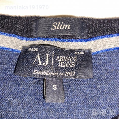 Armani Jeans AJ (S) мъжки пуловер мерино 100% Merino Wool , снимка 10 - Пуловери - 39206332