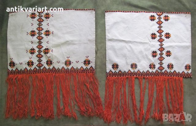 19 век Ръчно Бродирани Комплект Столовки и Пано за стена, снимка 5 - Антикварни и старинни предмети - 27399336