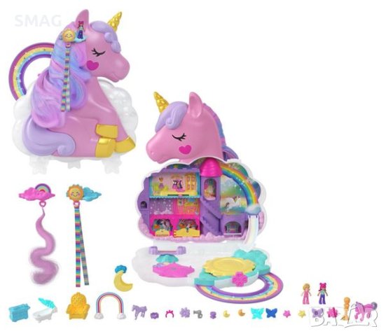 Салон за красота Polly Pocket Mini Unicorn - Mattel, снимка 5 - Други - 43293259