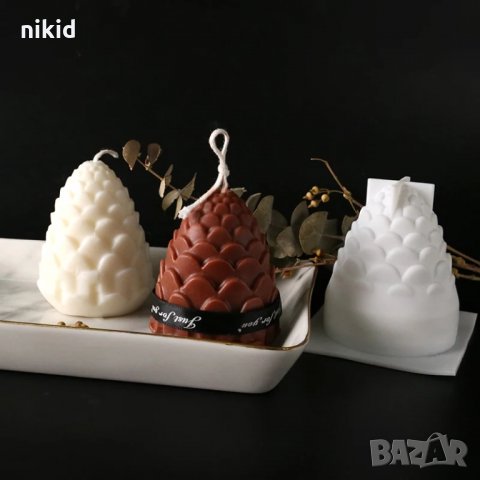 3D Шишарка ананас борче силиконов молд форма калъп свещ гипс шоколад свещи украса декор, снимка 1 - Форми - 35341743