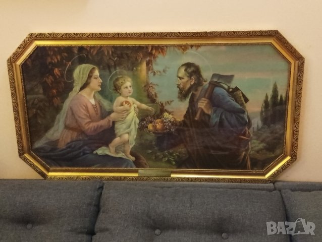 Винтидж картина,икона Светото семейство, Исус, Мария и Йосиф. , снимка 4 - Картини - 43475275
