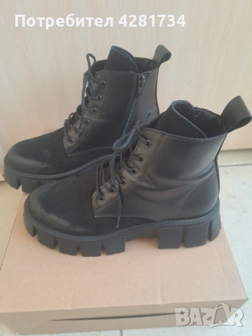 Дамски боти от естествена кожа и велур в черно  , снимка 5 - Дамски боти - 53191689