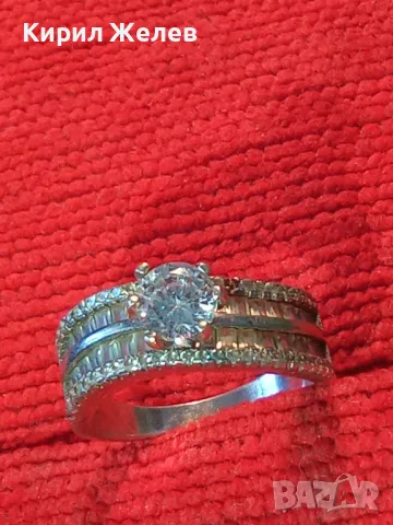 СКЪПОЦЕНЕН СРЕБЪРЕН ПРЪСТЕН СРЕБРО 925 с БЯЛА ПОЗЛАТА и ФАСЕТИРАНИ ЦИРКОНИ и МОЙСАНИТ КАМЪНИ 36964, снимка 9 - Пръстени - 49981842